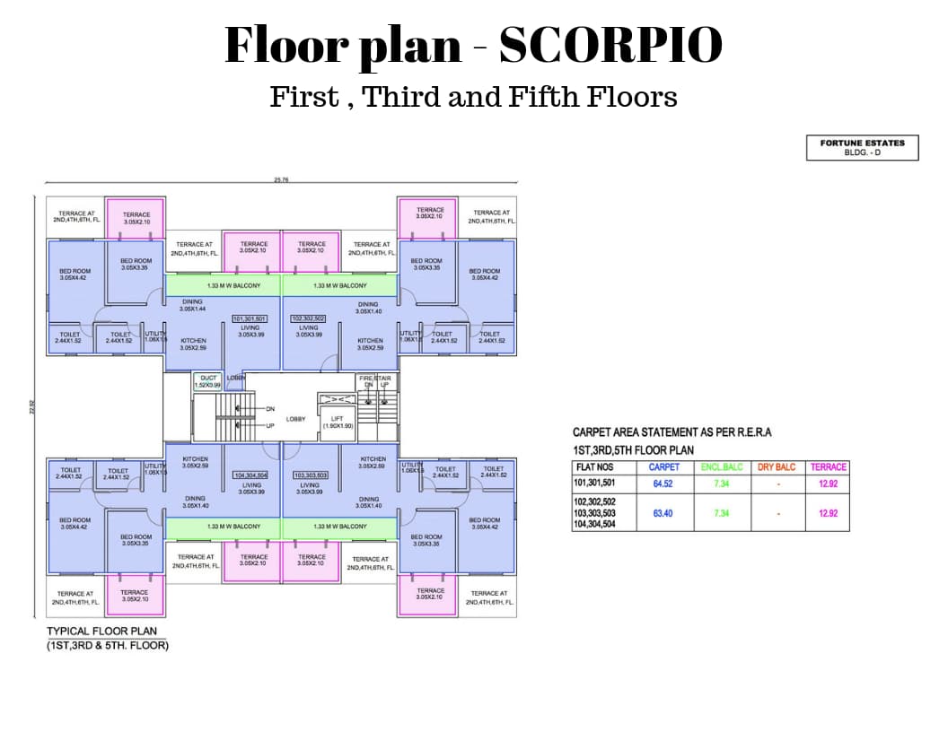 Floor plan – First, Third & Fifth Floors